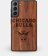 Best Walnut Wood Chicago Bulls Galaxy S21 Case - Custom Engraved Cover - Engraved In Nature