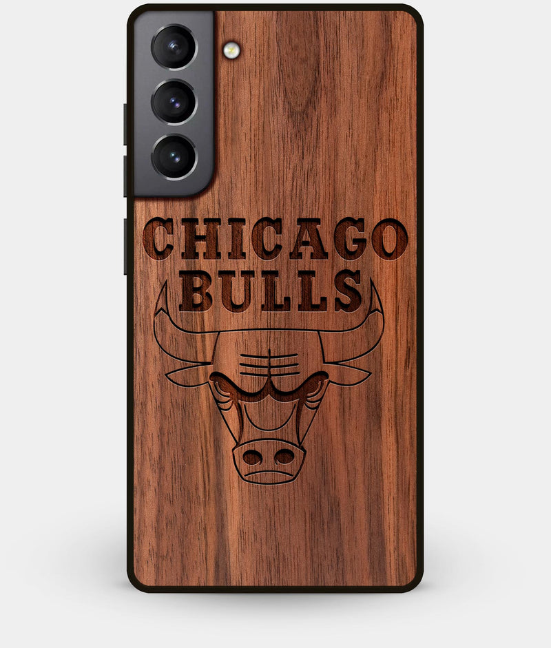 Best Walnut Wood Chicago Bulls Galaxy S21 Case - Custom Engraved Cover - Engraved In Nature