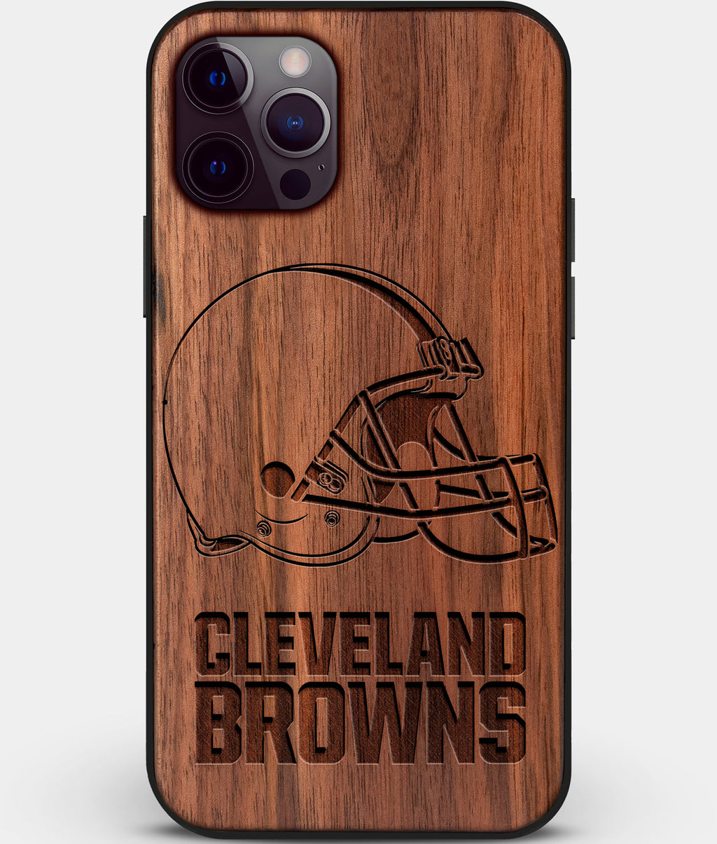 Walnut Wood Cleveland Browns iPhone 13 Pro Max Case - MagSafe® Compatible  iPhone 13 Pro Max Cover - Custom Cleveland Browns Gift