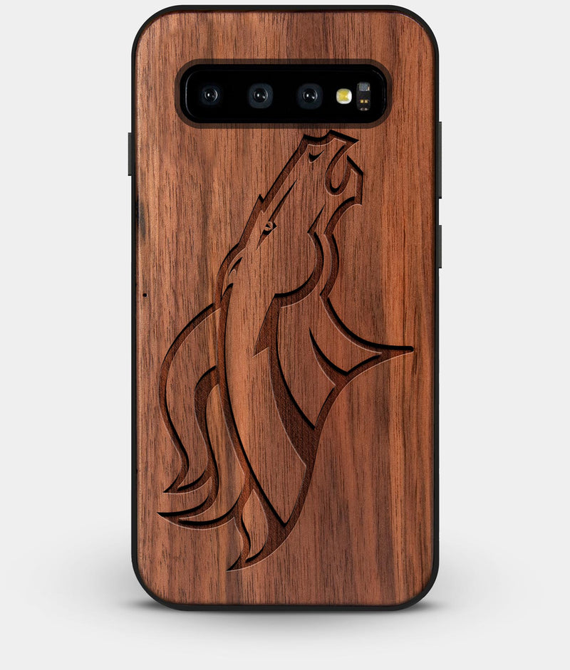 Best Custom Engraved Walnut Wood Denver Broncos Galaxy S10 Case - Engraved In Nature