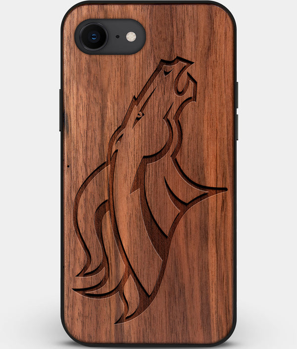 Best Custom Engraved Walnut Wood Denver Broncos iPhone SE Case - Engraved In Nature