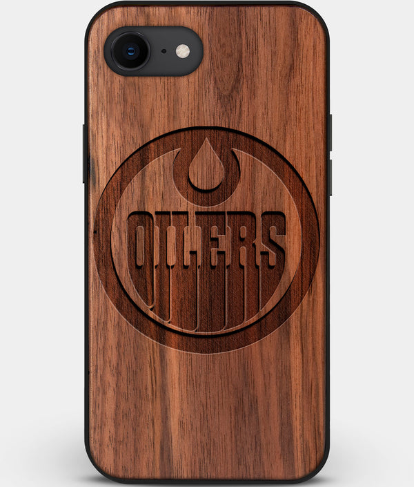 Best Custom Engraved Walnut Wood Edmonton Oilers iPhone SE Case - Engraved In Nature