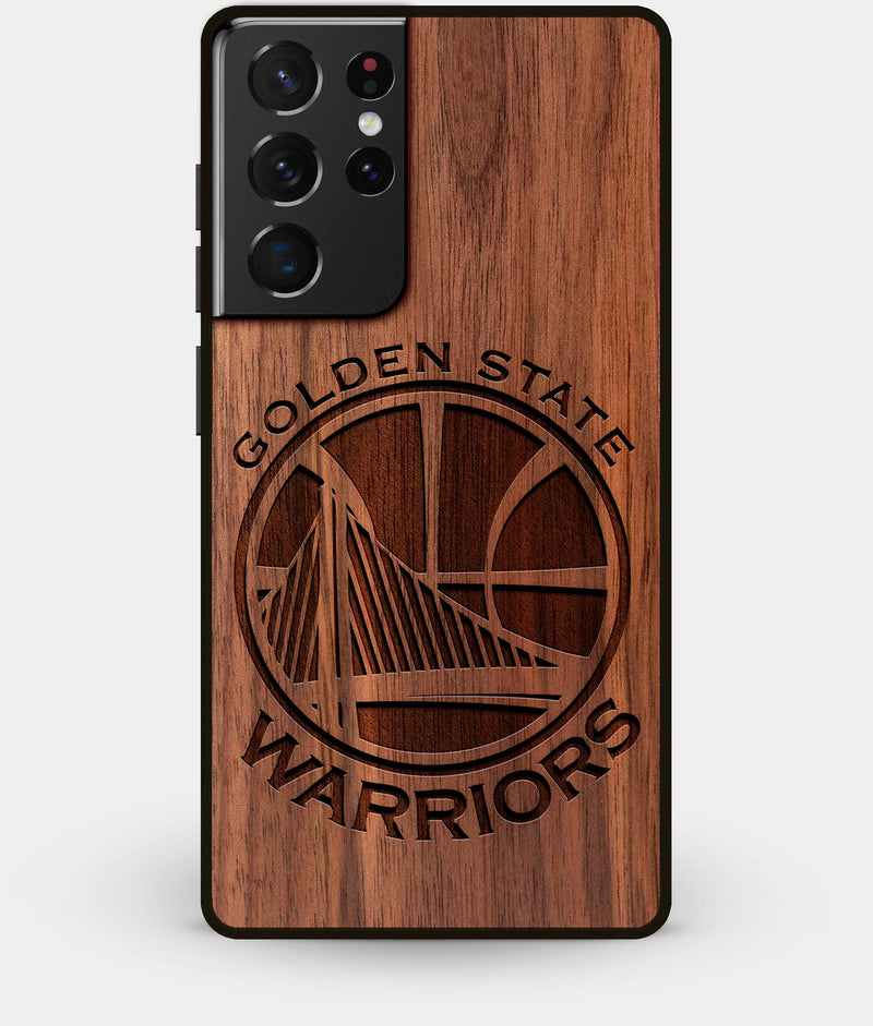 Best Walnut Wood Golden State Warriors Galaxy S21 Ultra Case - Custom Engraved Cover - Engraved In Nature