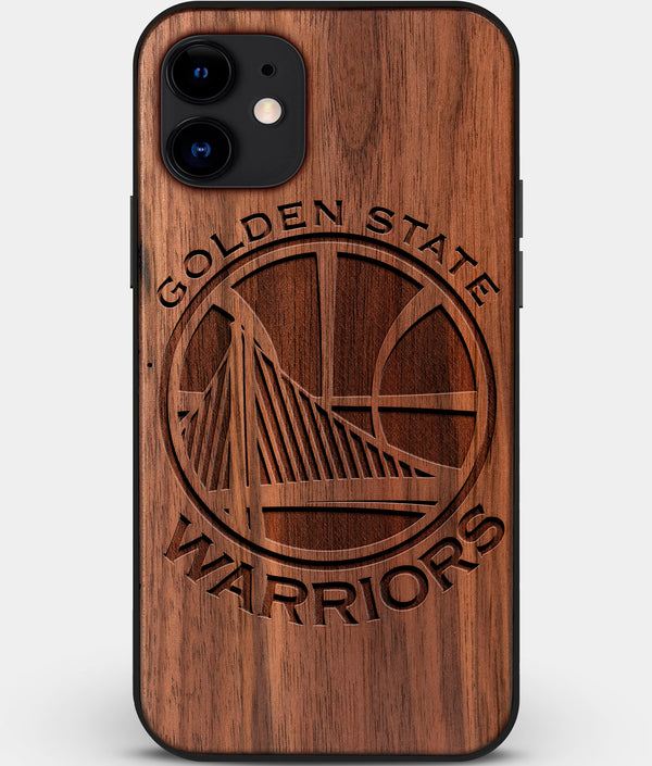 Custom Carved Wood Golden State Warriors iPhone 12 Case | Personalized Walnut Wood Golden State Warriors Cover, Birthday Gift, Gifts For Him, Monogrammed Gift For Fan | by Engraved In Nature