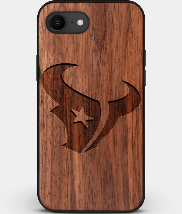 Best Custom Engraved Walnut Wood Houston Texans iPhone SE Case - Engraved In Nature