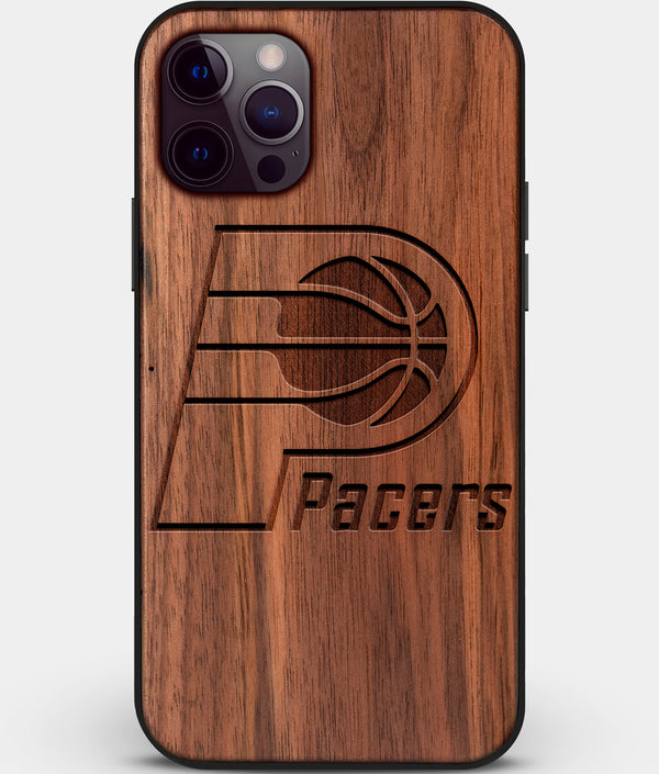 Custom Carved Wood Indiana Pacers iPhone 12 Pro Max Case | Personalized Walnut Wood Indiana Pacers Cover, Birthday Gift, Gifts For Him, Monogrammed Gift For Fan | by Engraved In Nature