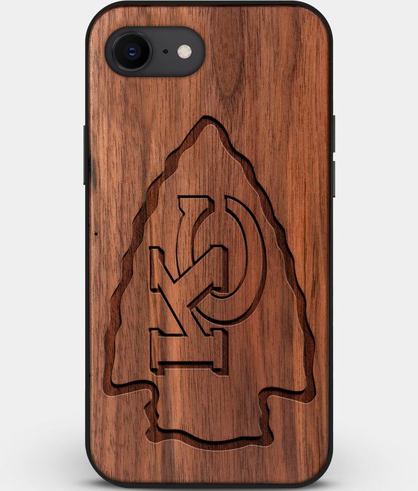 Best Custom Engraved Walnut Wood Kansas City Chiefs iPhone SE Case - Engraved In Nature