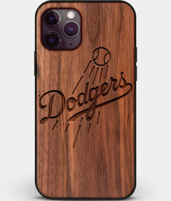 Custom Carved Wood Los Angeles Dodgers iPhone 11 Pro Case | Personalized Walnut Wood Los Angeles Dodgers Cover, Birthday Gift, Gifts For Him, Monogrammed Gift For Fan | by Engraved In Nature