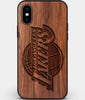 Custom Carved Wood Los Angeles Lakers iPhone XS Max Case | Personalized Walnut Wood Los Angeles Lakers Cover, Birthday Gift, Gifts For Him, Monogrammed Gift For Fan | by Engraved In Nature