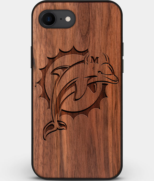 Best Custom Engraved Walnut Wood Miami Dolphins iPhone SE Case - Engraved In Nature