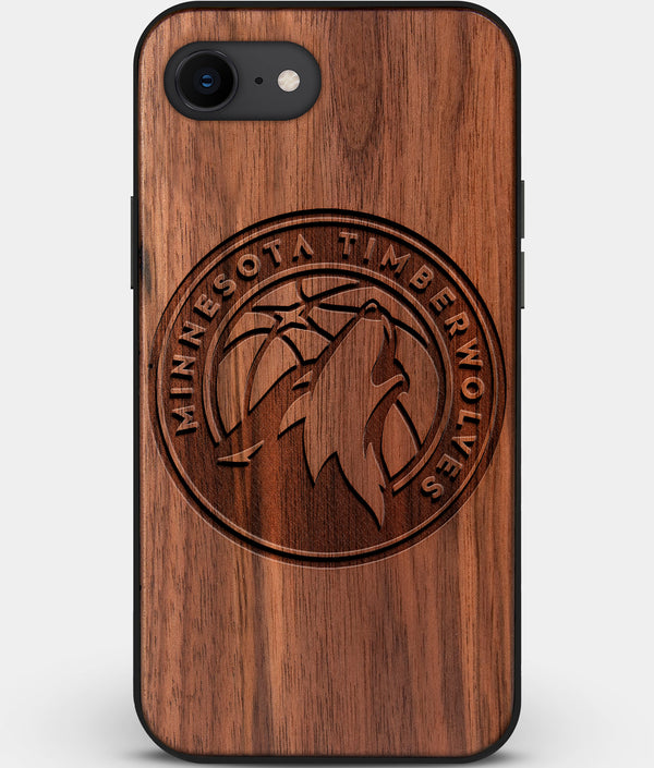 Best Custom Engraved Walnut Wood Minnesota Timberwolves iPhone SE Case - Engraved In Nature