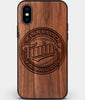 Custom Carved Wood Minnesota Twins iPhone XS Max Case | Personalized Walnut Wood Minnesota Twins Cover, Birthday Gift, Gifts For Him, Monogrammed Gift For Fan | by Engraved In Nature