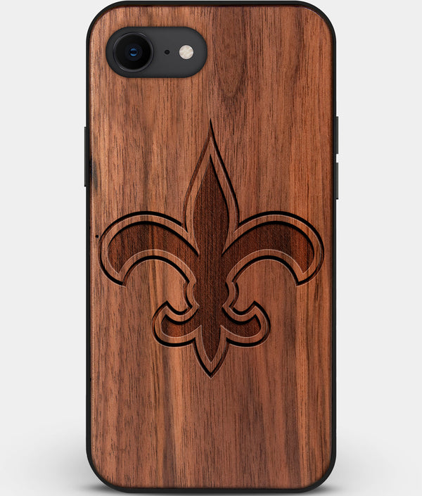 Best Custom Engraved Walnut Wood New Orleans Saints iPhone SE Case - Engraved In Nature