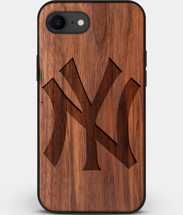 Best Custom Engraved Walnut Wood New York Yankees iPhone SE Case Classic - Engraved In Nature