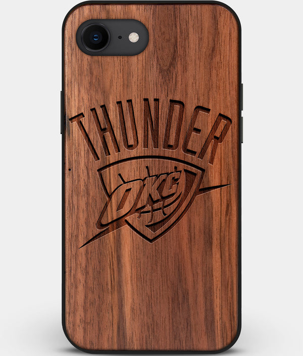 Best Custom Engraved Walnut Wood OKC Thunder iPhone SE Case - Engraved In Nature