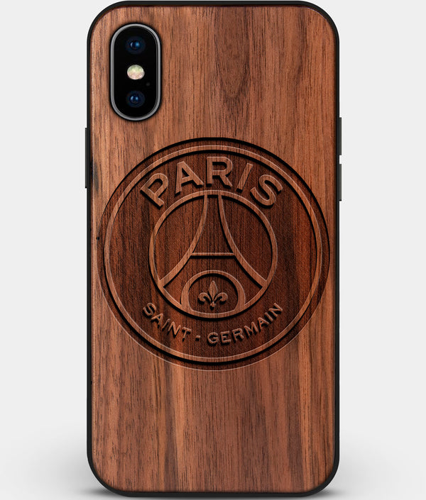 Custom Carved Wood Paris Saint Germain F.C. iPhone XS Max Case | Personalized Walnut Wood Paris Saint Germain F.C. Cover, Birthday Gift, Gifts For Him, Monogrammed Gift For Fan | by Engraved In Nature