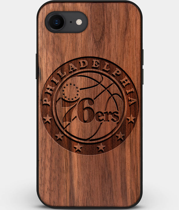 Best Custom Engraved Walnut Wood Philadelphia 76Ers iPhone SE Case - Engraved In Nature