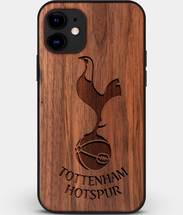 Custom Carved Wood Tottenham Hotspur F.C. iPhone 12 Case | Personalized Walnut Wood Tottenham Hotspur F.C. Cover, Birthday Gift, Gifts For Him, Monogrammed Gift For Fan | by Engraved In Nature