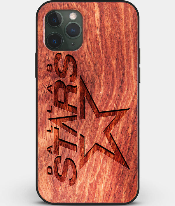 Custom Carved Wood Dallas Stars iPhone 11 Pro Case | Personalized Mahogany Wood Dallas Stars Cover, Birthday Gift, Gifts For Him, Monogrammed Gift For Fan | by Engraved In Nature