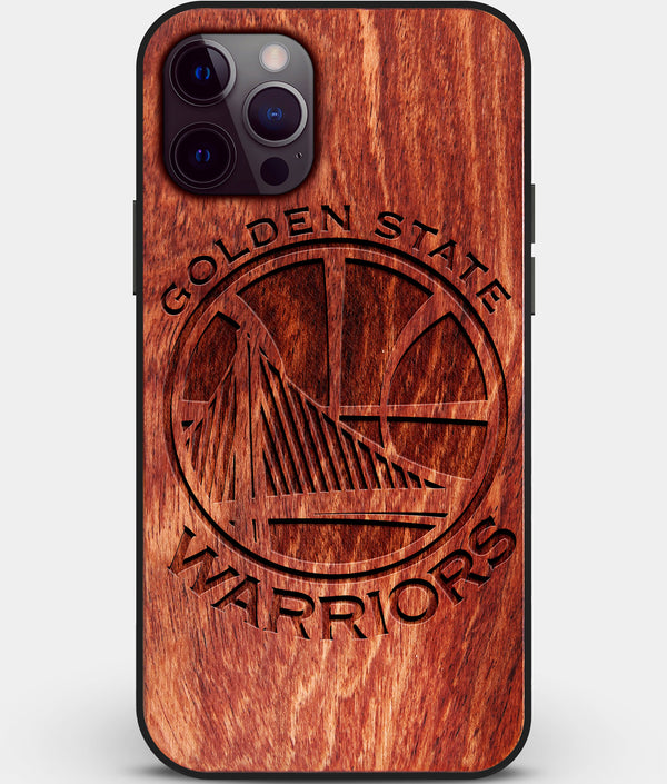 Custom Carved Wood Golden State Warriors iPhone 12 Pro Max Case | Personalized Mahogany Wood Golden State Warriors Cover, Birthday Gift, Gifts For Him, Monogrammed Gift For Fan | by Engraved In Nature