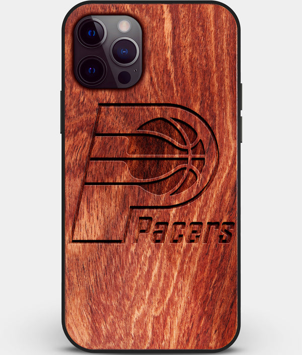 Custom Carved Wood Indiana Pacers iPhone 12 Pro Max Case | Personalized Mahogany Wood Indiana Pacers Cover, Birthday Gift, Gifts For Him, Monogrammed Gift For Fan | by Engraved In Nature