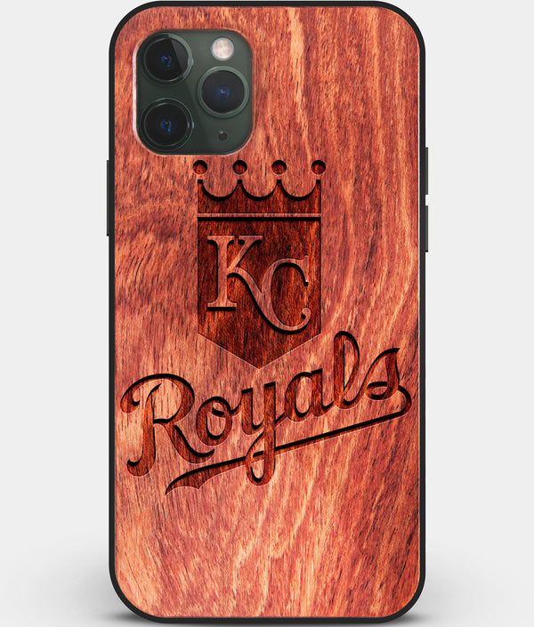 Custom Carved Wood Kansas City Royals iPhone 11 Pro Case | Personalized Mahogany Wood Kansas City Royals Cover, Birthday Gift, Gifts For Him, Monogrammed Gift For Fan | by Engraved In Nature