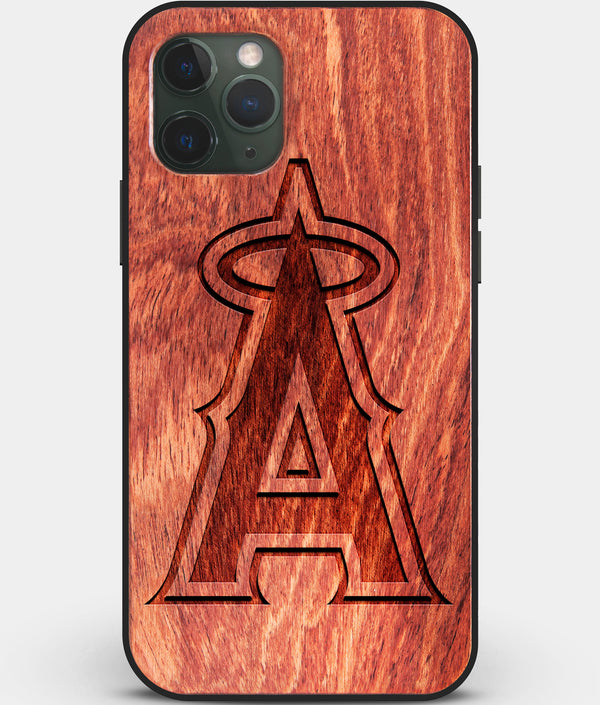 Custom Carved Wood Los Angeles Angels iPhone 11 Pro Case | Personalized Mahogany Wood Los Angeles Angels Cover, Birthday Gift, Gifts For Him, Monogrammed Gift For Fan | by Engraved In Nature