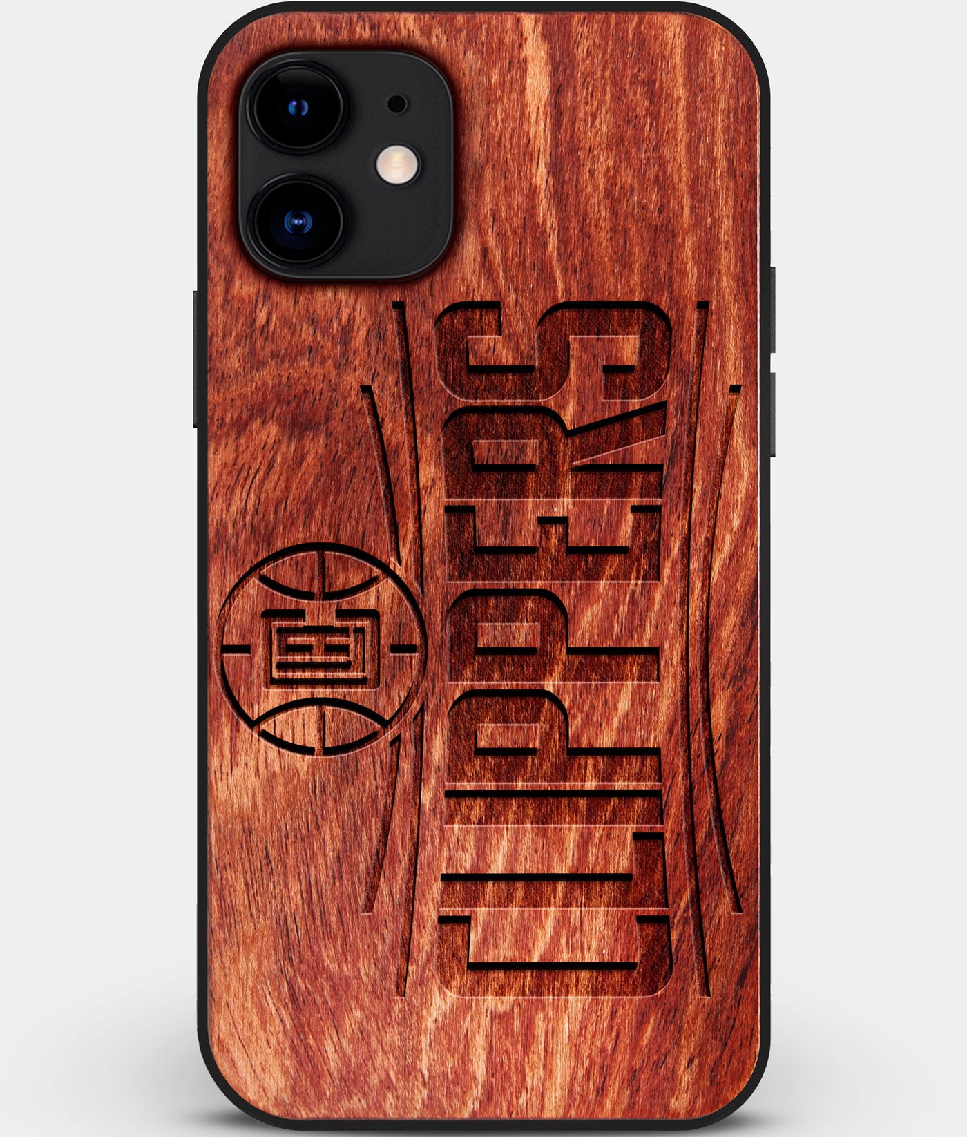 Custom Carved Wood Los Angeles Clippers iPhone 12 Case | Personalized Mahogany Wood Los Angeles Clippers Cover, Birthday Gift, Gifts For Him, Monogrammed Gift For Fan | by Engraved In Nature