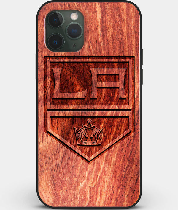 Custom Carved Wood Los Angeles Kings iPhone 11 Pro Case | Personalized Mahogany Wood Los Angeles Kings Cover, Birthday Gift, Gifts For Him, Monogrammed Gift For Fan | by Engraved In Nature