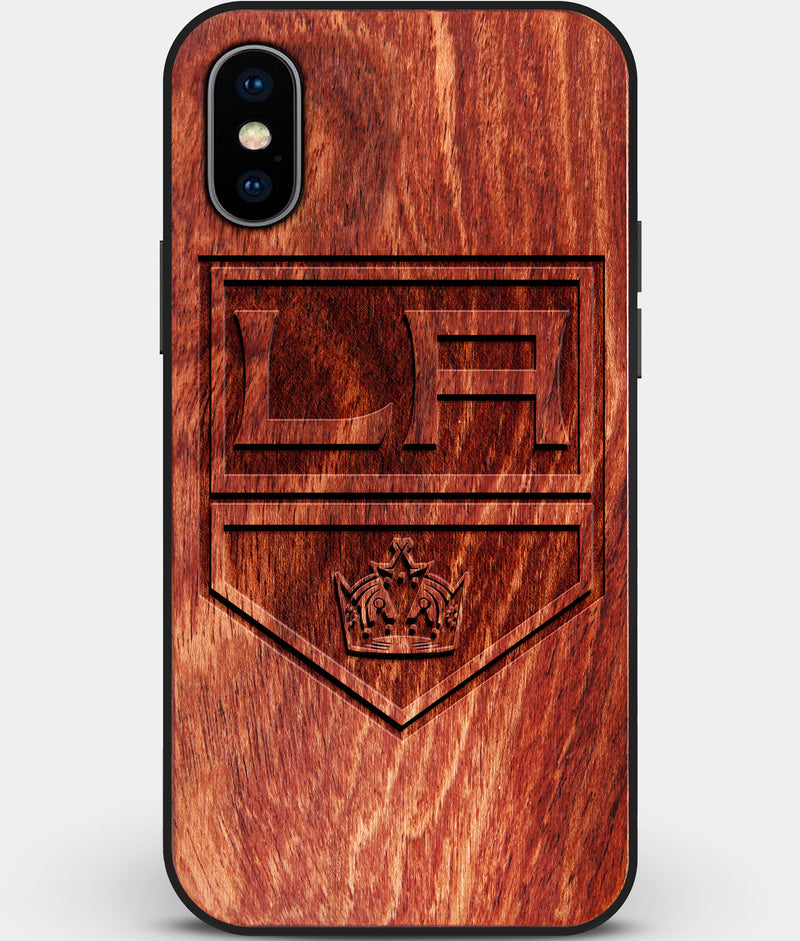 Custom Carved Wood Los Angeles Kings iPhone X/XS Case | Personalized Mahogany Wood Los Angeles Kings Cover, Birthday Gift, Gifts For Him, Monogrammed Gift For Fan | by Engraved In Nature