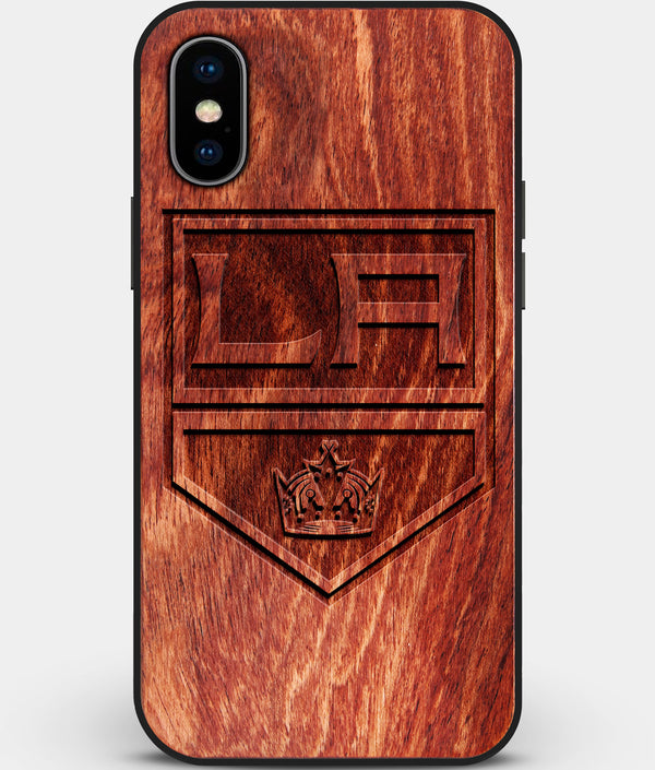 Custom Carved Wood Los Angeles Kings iPhone XS Max Case | Personalized Mahogany Wood Los Angeles Kings Cover, Birthday Gift, Gifts For Him, Monogrammed Gift For Fan | by Engraved In Nature