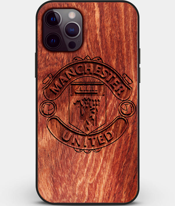 Custom Carved Wood Manchester United F.C. iPhone 12 Pro Case | Personalized Mahogany Wood Manchester United F.C. Cover, Birthday Gift, Gifts For Him, Monogrammed Gift For Fan | by Engraved In Nature