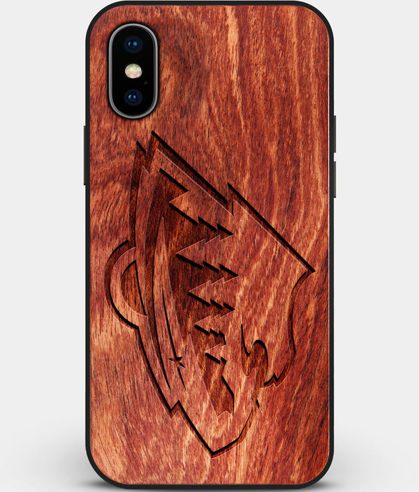 Custom Carved Wood Minnesota Wild iPhone X/XS Case | Personalized Mahogany Wood Minnesota Wild Cover, Birthday Gift, Gifts For Him, Monogrammed Gift For Fan | by Engraved In Nature