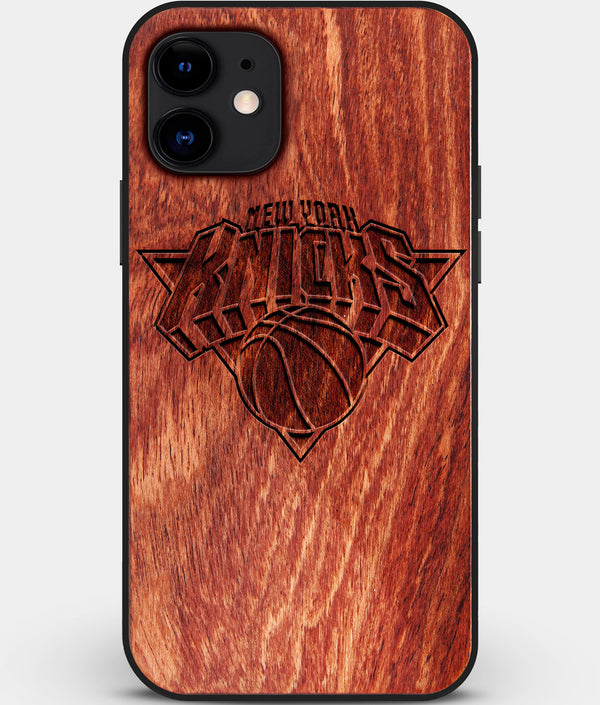 Custom Carved Wood New York Knicks iPhone 12 Case | Personalized Mahogany Wood New York Knicks Cover, Birthday Gift, Gifts For Him, Monogrammed Gift For Fan | by Engraved In Nature