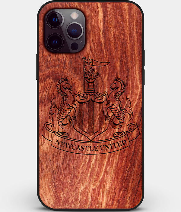 Custom Carved Wood Newcastle United F.C. iPhone 12 Pro Case | Personalized Mahogany Wood Newcastle United F.C. Cover, Birthday Gift, Gifts For Him, Monogrammed Gift For Fan | by Engraved In Nature