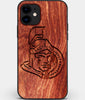 Custom Carved Wood Ottawa Senators iPhone 11 Case | Personalized Mahogany Wood Ottawa Senators Cover, Birthday Gift, Gifts For Him, Monogrammed Gift For Fan | by Engraved In Nature