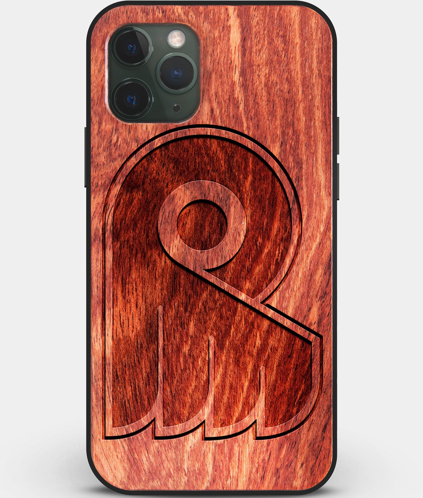 Custom Carved Wood Philadelphia Flyers iPhone 11 Pro Case | Personalized Mahogany Wood Philadelphia Flyers Cover, Birthday Gift, Gifts For Him, Monogrammed Gift For Fan | by Engraved In Nature