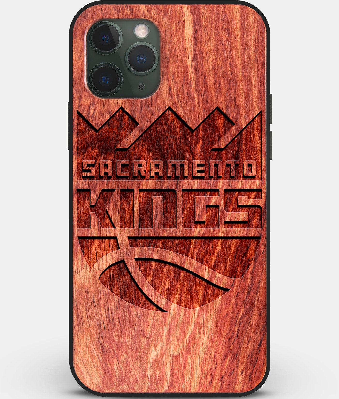 Custom Carved Wood Sacramento Kings iPhone 11 Pro Case | Personalized Mahogany Wood Sacramento Kings Cover, Birthday Gift, Gifts For Him, Monogrammed Gift For Fan | by Engraved In Nature