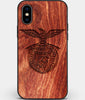 Custom Carved Wood S.L. Benfica iPhone X/XS Case | Personalized Mahogany Wood S.L. Benfica Cover, Birthday Gift, Gifts For Him, Monogrammed Gift For Fan | by Engraved In Nature