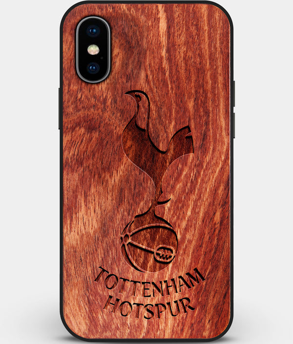 Custom Carved Wood Tottenham Hotspur F.C. iPhone X/XS Case | Personalized Mahogany Wood Tottenham Hotspur F.C. Cover, Birthday Gift, Gifts For Him, Monogrammed Gift For Fan | by Engraved In Nature