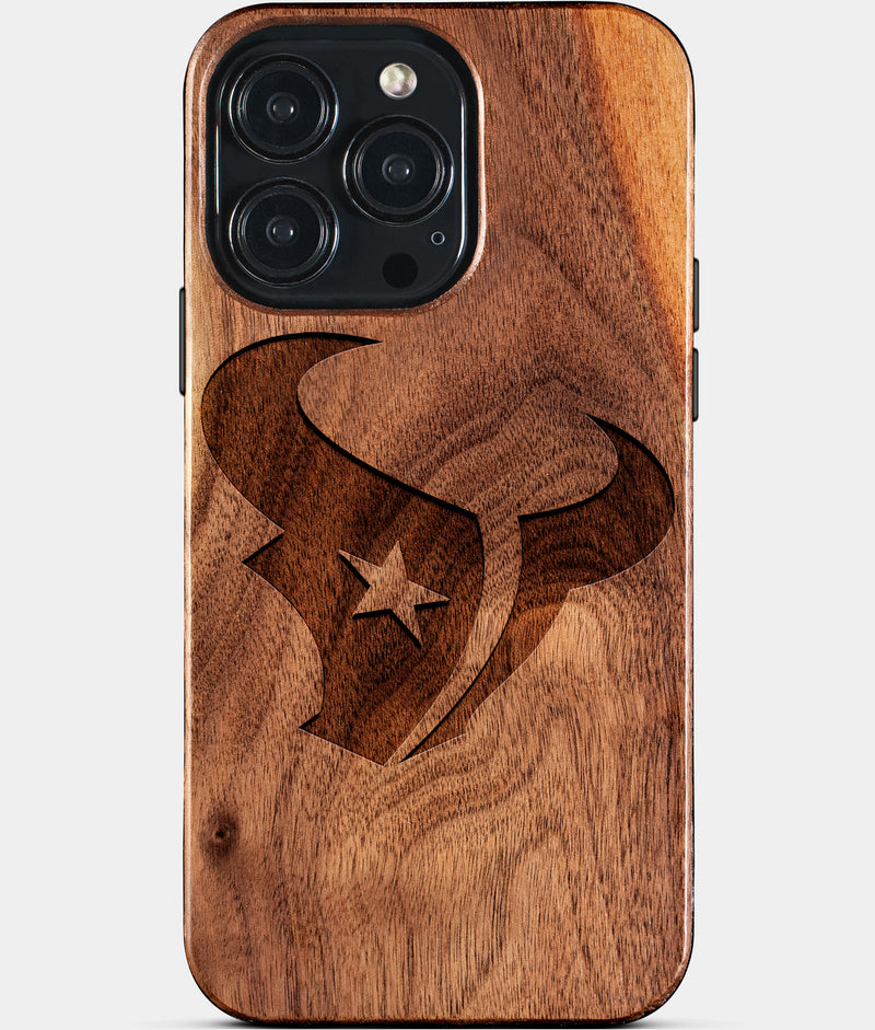 Custom Houston Texans iPhone 15/15 Pro/15 Pro Max/15 Plus Case - Wood Texans Cover - Eco-friendly Houston Texans iPhone 15 Case - Carved Wood Custom Houston Texans Gift For Him - Monogrammed Personalized iPhone 15 Cover By Engraved In Nature