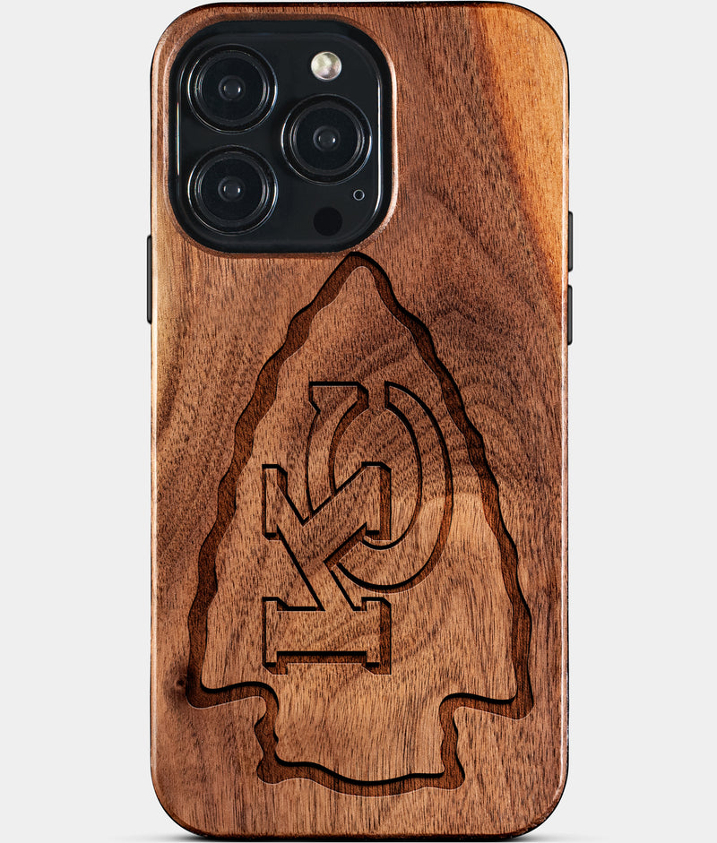 Custom Kansas City Chiefs iPhone 15/15 Pro/15 Pro Max/15 Plus Case - Wood KC Chiefs Cover - Eco-friendly Kansas City Chiefs iPhone 15 Case - Carved Wood Custom Kansas City Chiefs Gift For Him - Monogrammed Personalized iPhone 15 Cover By Engraved In Nature