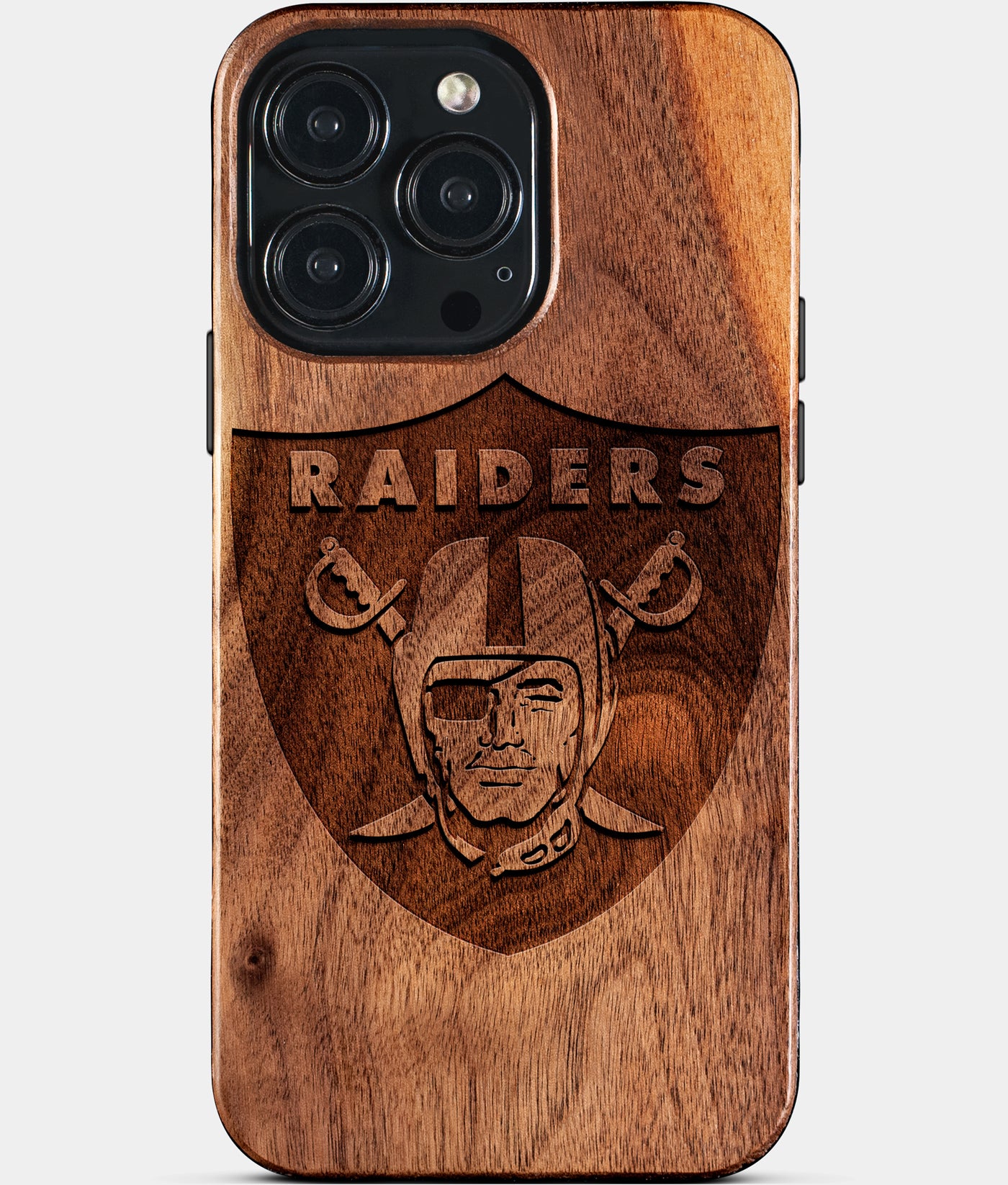 Custom Las Vegas Raiders iPhone 15/15 Pro/15 Pro Max/15 Plus Case - Wood Las Vegas Raiders Cover - Eco-friendly Las Vegas Raiders iPhone 15 Case - Carved Wood Custom Las Vegas Raiders Gift For Him - Monogrammed Personalized iPhone 15 Cover By Engraved In Nature