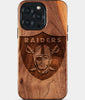 Custom Las Vegas Raiders iPhone 15/15 Pro/15 Pro Max/15 Plus Case - Wood Las Vegas Raiders Cover - Eco-friendly Las Vegas Raiders iPhone 15 Case - Carved Wood Custom Las Vegas Raiders Gift For Him - Monogrammed Personalized iPhone 15 Cover By Engraved In Nature