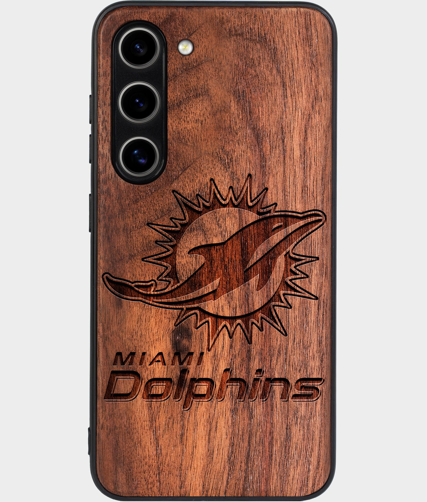 Best Wood Miami Dolphins Samsung Galaxy S24 Plus Case - Custom Engraved Cover - Engraved In Nature