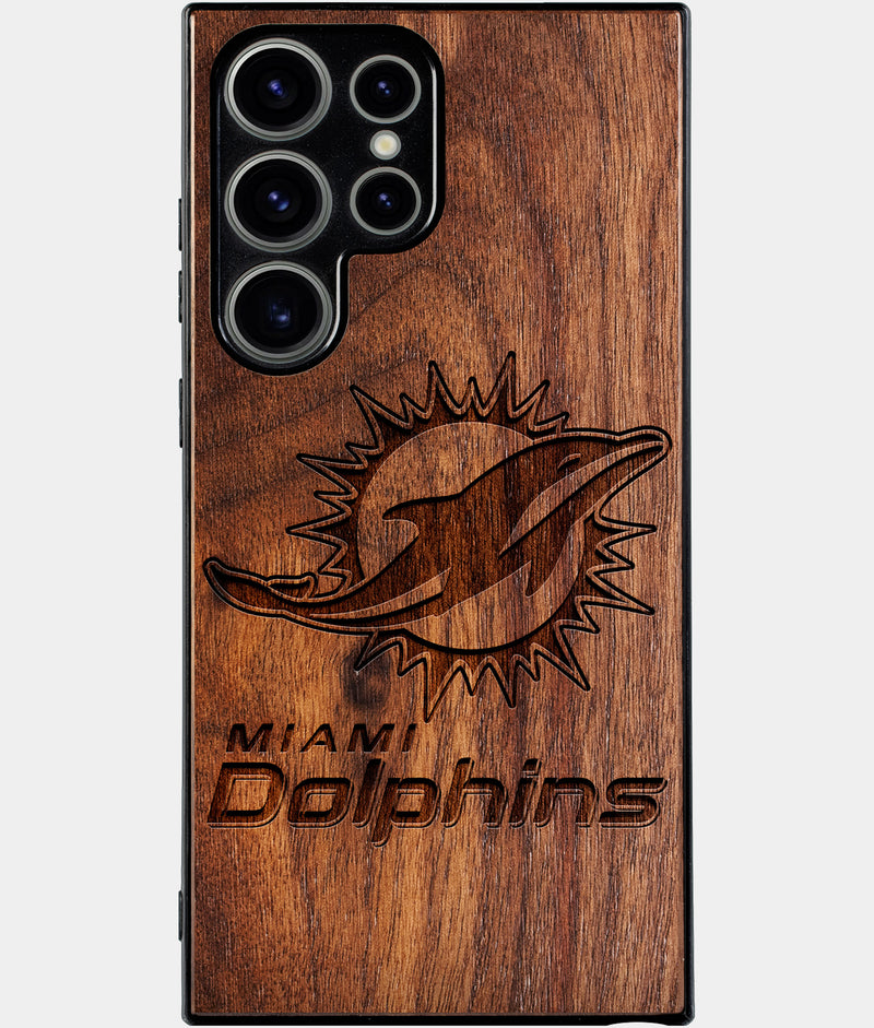 Best Wood Miami Dolphins Samsung Galaxy S24 Ultra Case - Custom Engraved Cover - Engraved In Nature