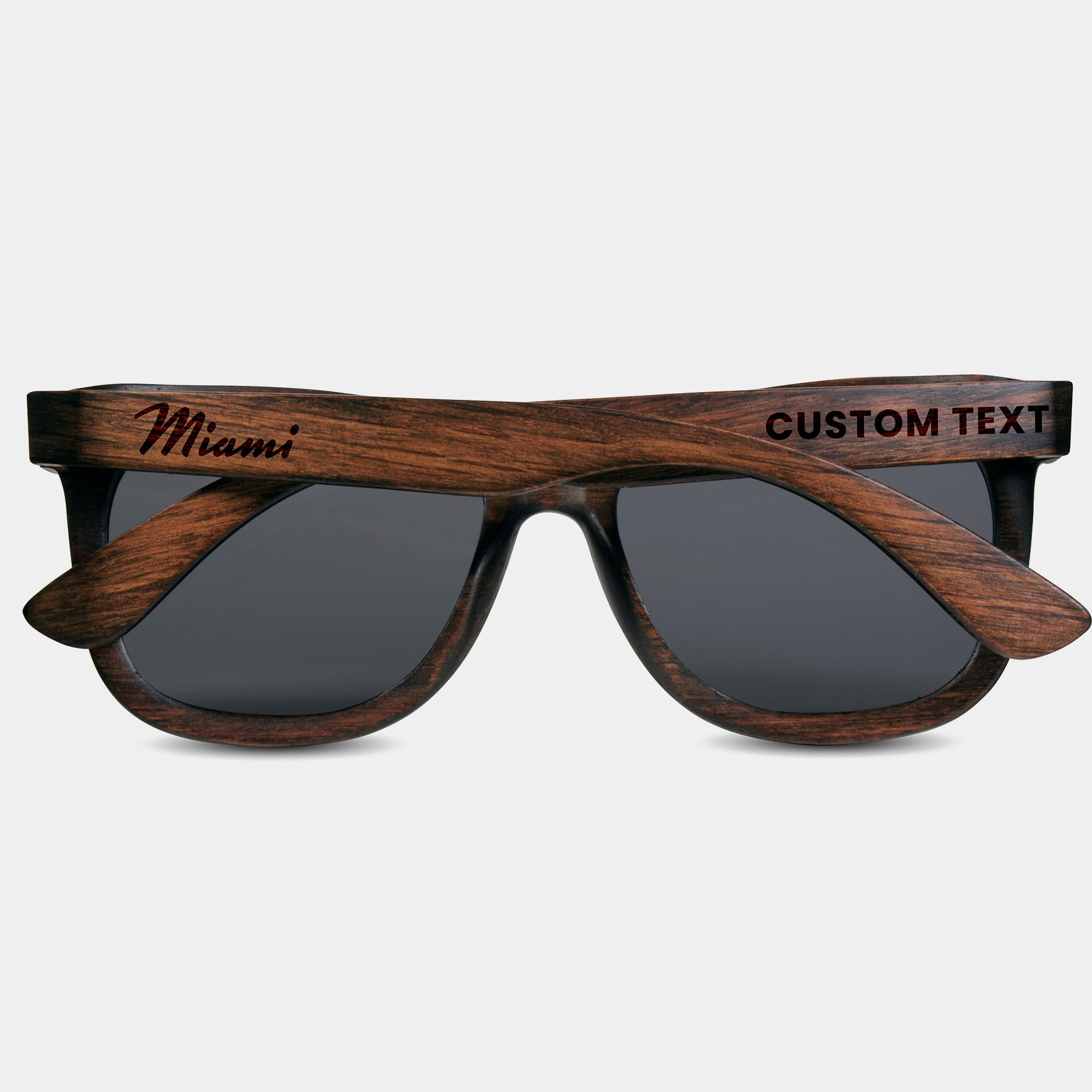 Miami Florida IV Wood Sunglasses with custom engraving. Custom Miami Florida IV Gifts For Men -  Sustainable Miami Florida IV eco friendly products - Personalized Miami Florida IV Birthday Gifts - Unique Miami Florida IV travel Souvenirs and gift shops. Miami Florida IV Wayfarer Eyewear and Shades 