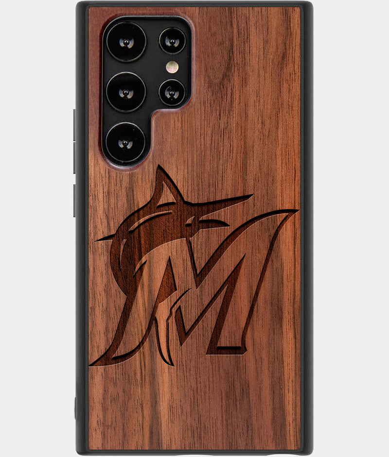 Best Wood Miami Marlins Samsung Galaxy S23 Ultra Case - Custom Engraved Cover - Engraved In Nature