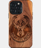 Custom Milwaukee Bucks iPhone 15/15 Pro/15 Pro Max/15 Plus Case - Wood Bucks Cover - Eco-friendly Milwaukee Bucks iPhone 15 Case - Carved Wood Custom Milwaukee Bucks Gift For Him - Monogrammed Personalized iPhone 15 Cover By Engraved In Nature