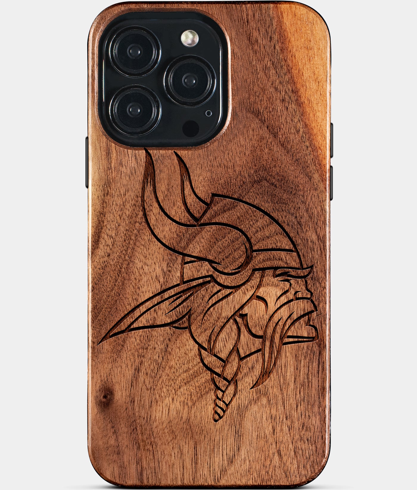 Custom Minnesota Vikings iPhone 15/15 Pro/15 Pro Max/15 Plus Case - Wood Vikings Cover - Eco-friendly Minnesota Vikings iPhone 15 Case - Carved Wood Custom Minnesota Vikings Gift For Him - Monogrammed Personalized iPhone 15 Cover By Engraved In Nature